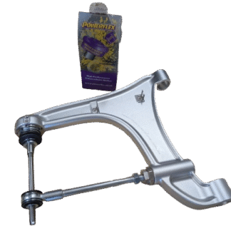 Rebuildable rear lower control arm for Maserati 3200, 4200, and Gransport with optional polyurethane bushings