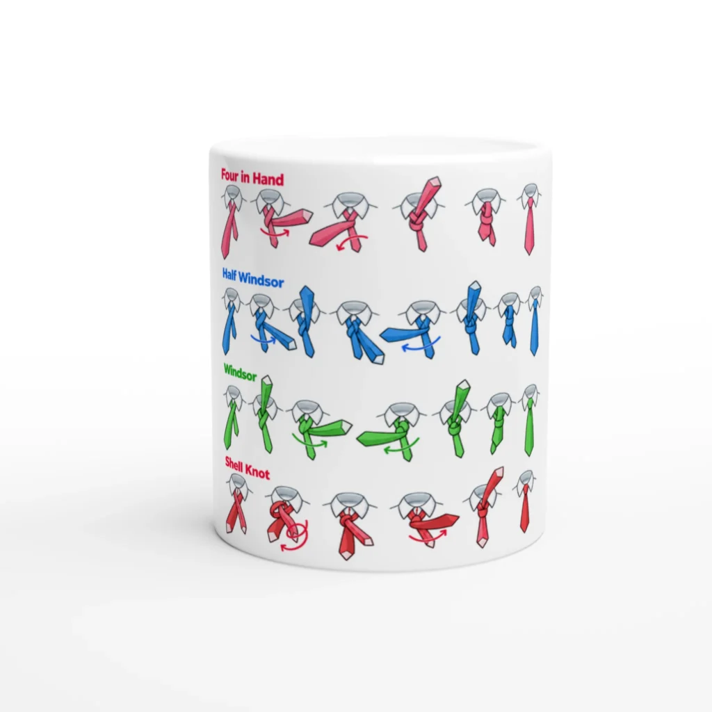Tie Knot Guide - White 11 oz Ceramic Mug - product photo